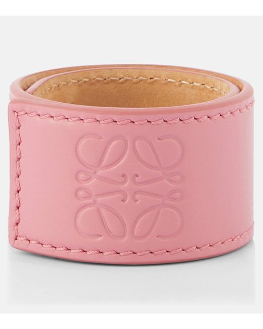 Loewe Pink Paula's Ibiza Small Anagram Leather Bracelet
