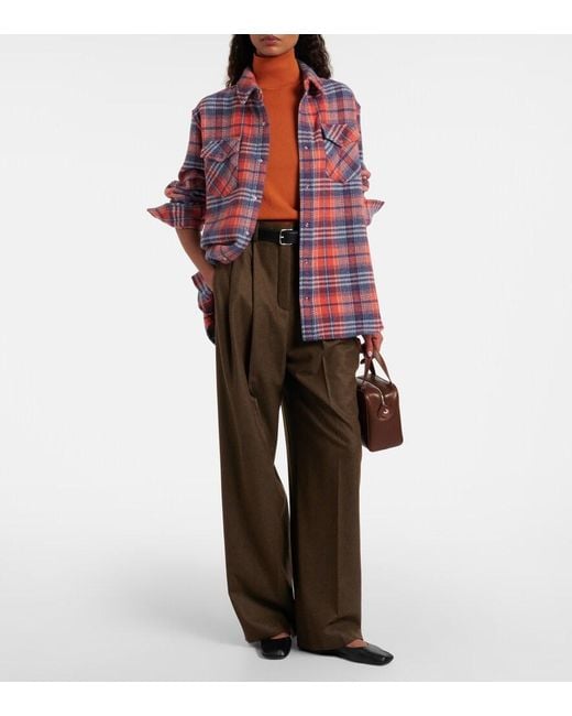 God's True Cashmere Red Americana Plaid Cashmere Shirt