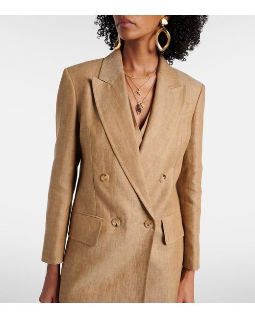 Max Mara Natural Double-Breasted Linen Blazer