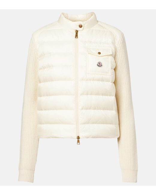 Moncler Natural Down-Paneled Wool And Cashmere Cardigan