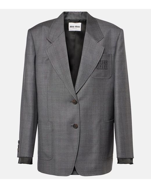 Miu Miu Gray Blazer Aus Schurwolle