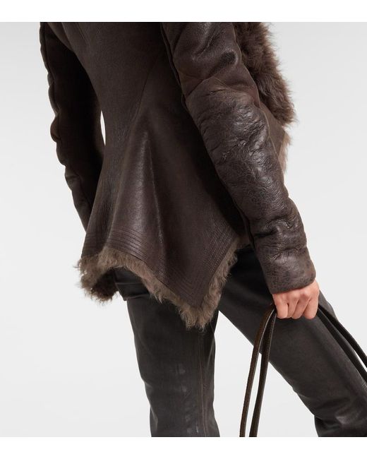 Rick Owens Brown Lederjacke Aus Shearling