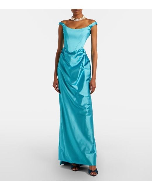 Vivienne Westwood Blue Nova Camille Satin Bustier Gown