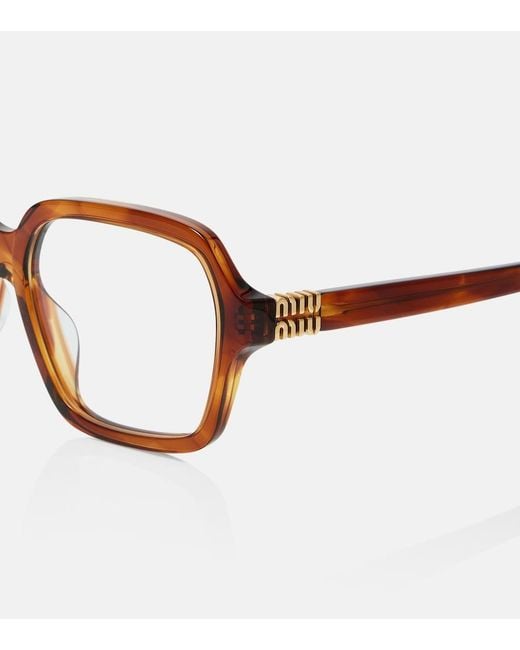 Miu Miu Brown Logo Square Glasses