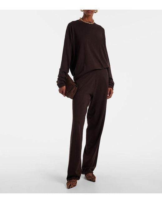 Extreme Cashmere Black N°353 Relax Cotton-Blend Straight Pants