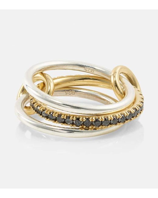 Spinelli Kilcollin Metallic Tigris 18kt Gold And Sterling Silver Ring With Black Diamonds