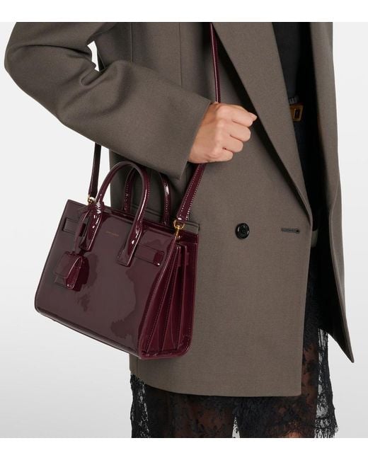Saint Laurent Purple Sac De Jour Nano Patent Leather Tote Bag
