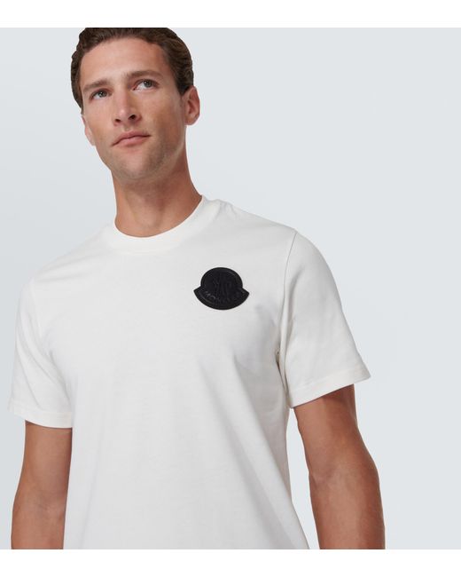 T-shirt in jersey di cotone con logo da Uomo di Moncler in Bianco | Lyst