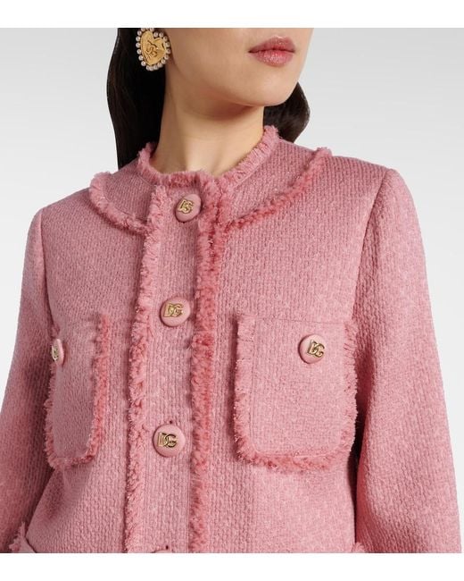 Dolce & Gabbana Pink Wool Blazer With Front Pockets