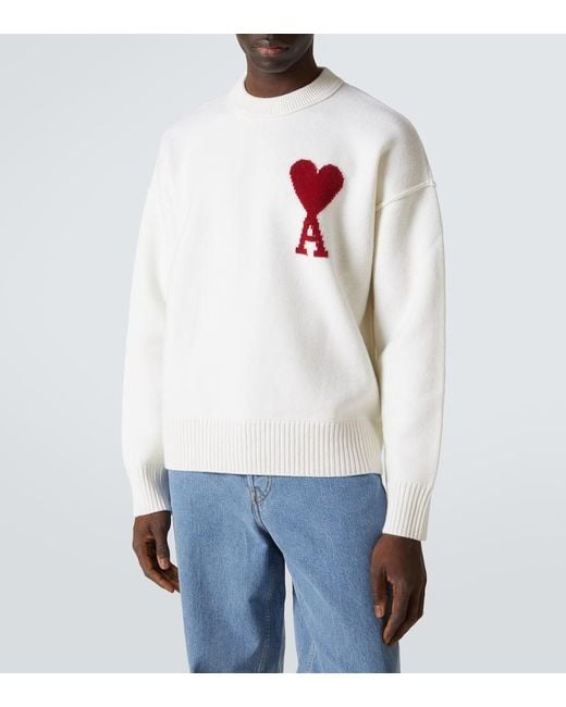 Pullover Ami De Cour di AMI in White da Uomo