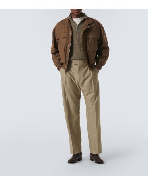 Loro Piana Natural Reinga Wool And Cashmere Straight Pants for men