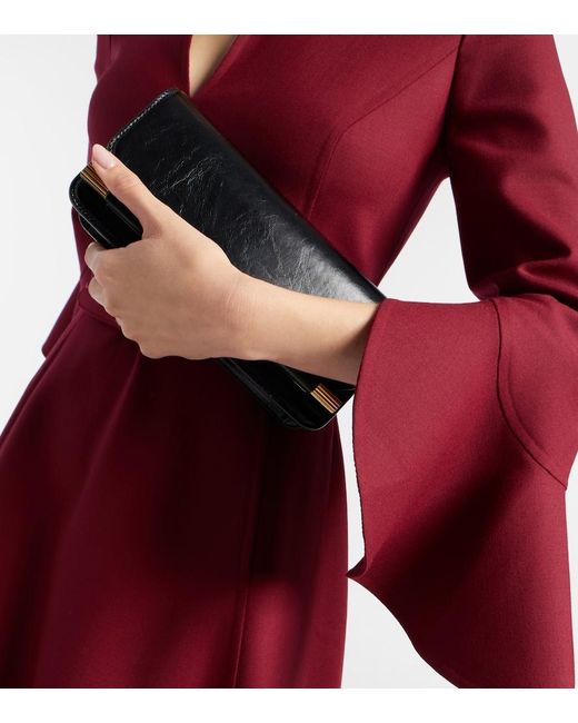 Oscar de la Renta Red Wool-Blend Midi Dress