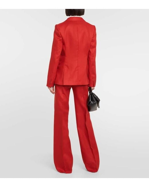 Max Mara Red Alpaca Single-Breasted Linen Blazer