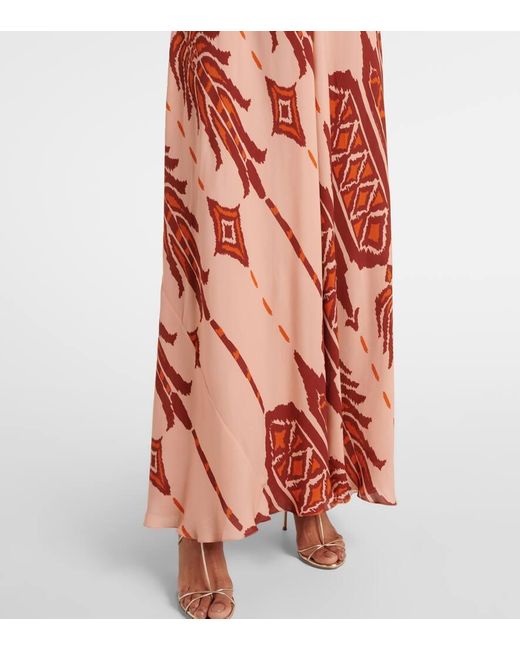 Robe Longue Imprimee En Soie Johanna Ortiz en coloris Red