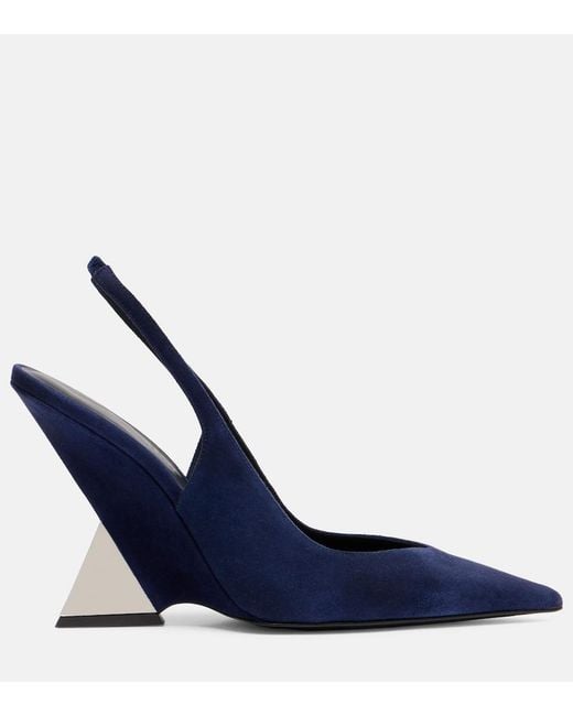 The Attico Blue Cheope 105 Suede Slingback Pumps