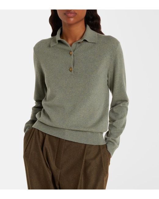 Loro Piana Gray Classic Cashmere Polo Sweater