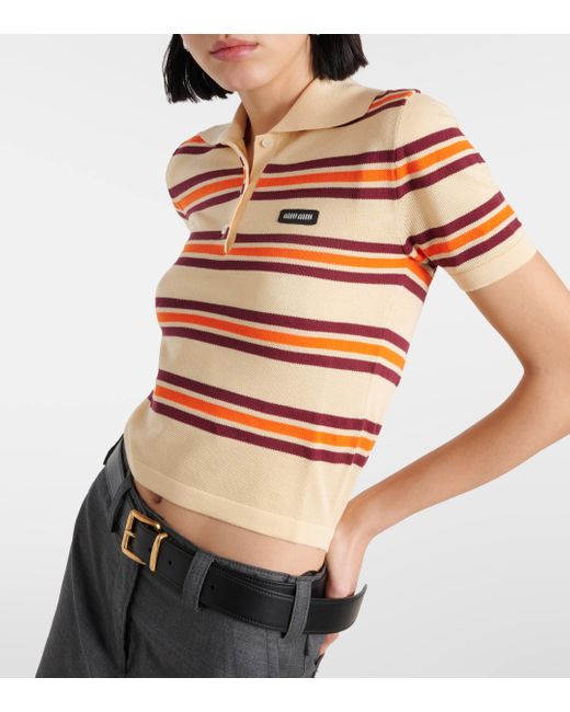 Miu Miu Multicolor Striped Cotton And Silk Polo Shirt