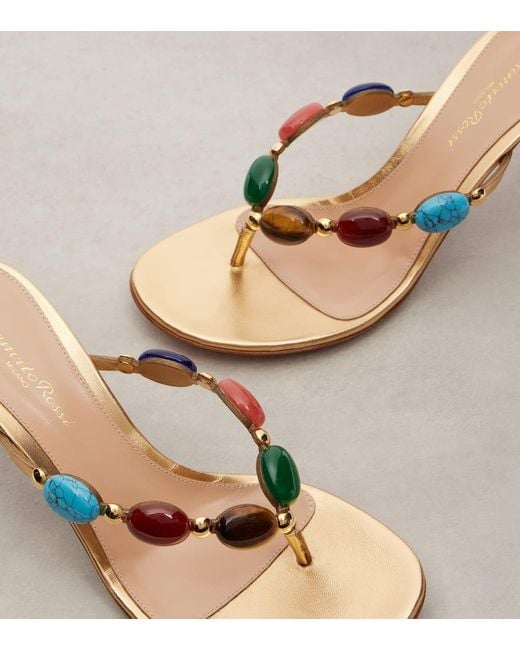 Gianvito Rossi Multicolor Shanti Embellished Leather Thong Sandals