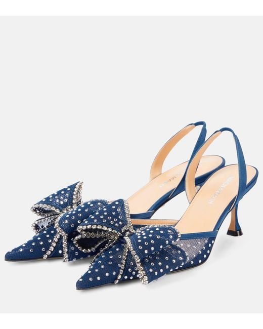 Mach & Mach Blue Cadeau 65 Embellished Slingback Pumps