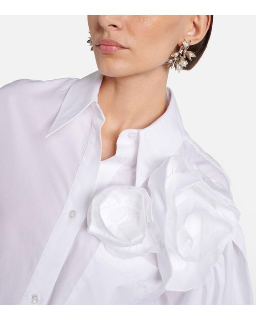Simone Rocha Metallic Floral Faux Pearls Hoop Earrings