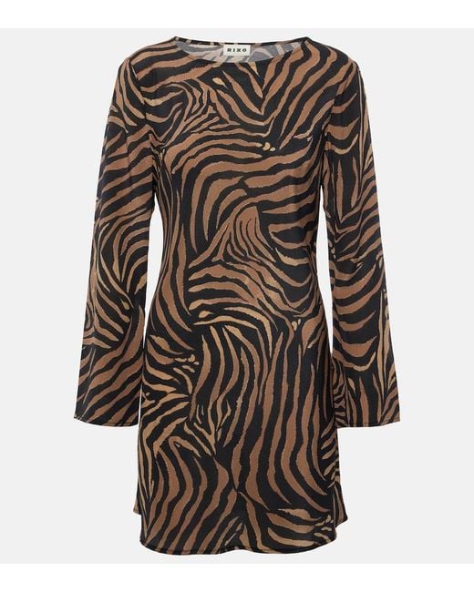 Rixo Brown Bedrucktes Minikleid Ridley Aus Seide
