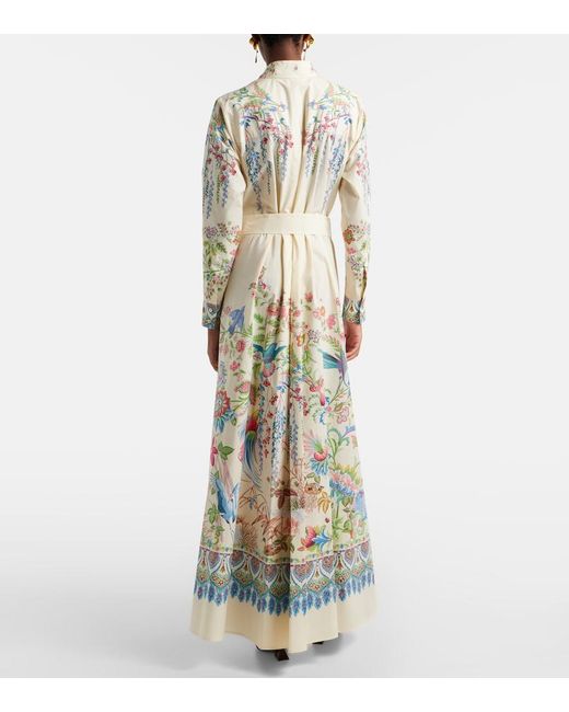 Etro White Belted Printed Cotton Shirt Dress