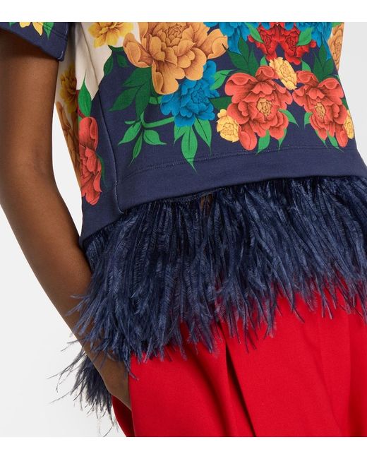 LaDoubleJ Blue La Scala Floral Cotton Jersey T-Shirt