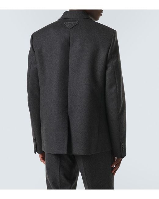 Prada Black Single-Breasted Wool Blazer for men