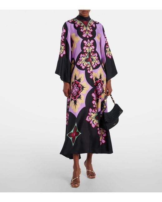 LaDoubleJ Multicolor Palazzo Placee Silk Twill Maxi Dress