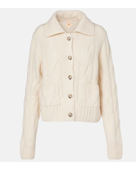 Jardin Des Orangers Natural Cable-Knit Cashmere And Silk Cardigan
