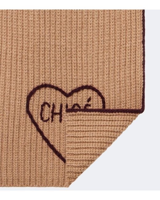 Chloé Brown Encour Wool And Cashmere Scarf
