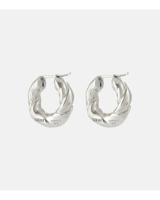 Loewe Metallic Twisted Sterling Hoop Earrings