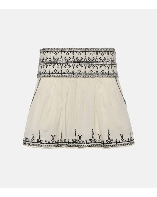 Isabel Marant Natural Picadilia Smocked Cotton Miniskirt