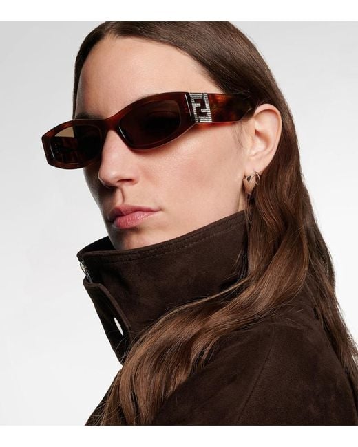 Fendi Brown Forever Rectangular Sunglasses