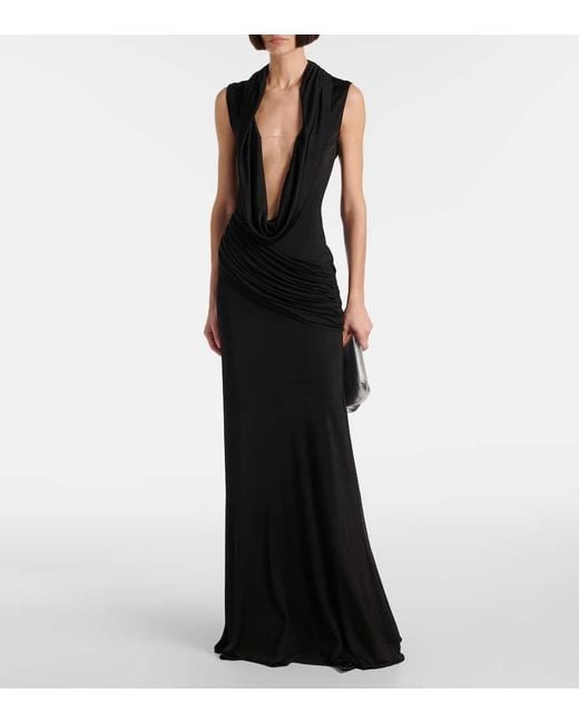 David Koma Black Draped Gown