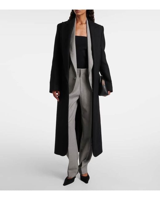 Victoria Beckham Black Single-Breasted Wool-Blend Coat