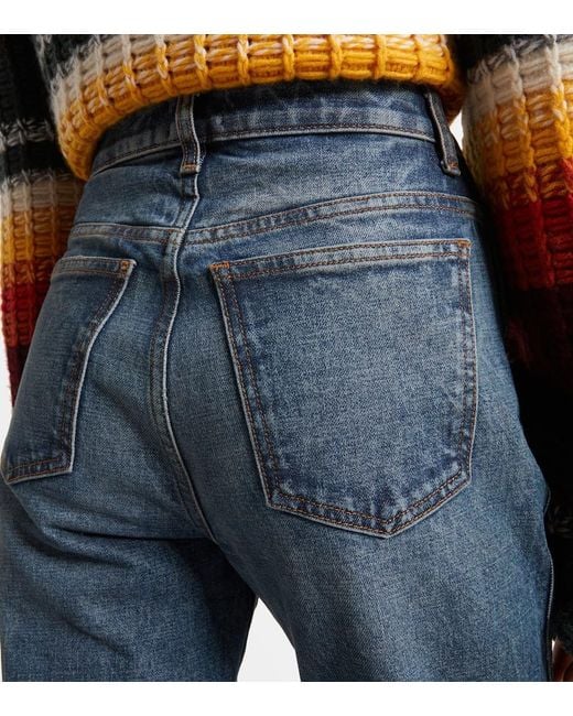 Khaite Blue Danielle High-Rise Straight Jeans
