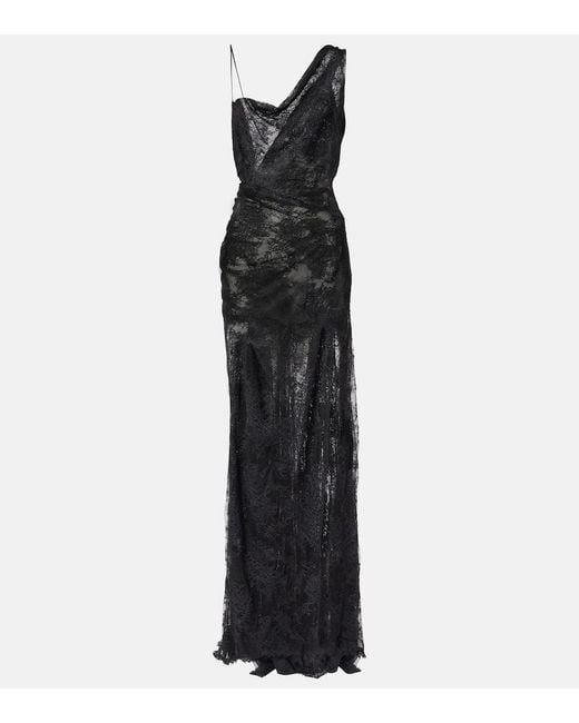 Vivienne Westwood Black Bridal Lace Minerva Semi-Sheer Open-Back Gown