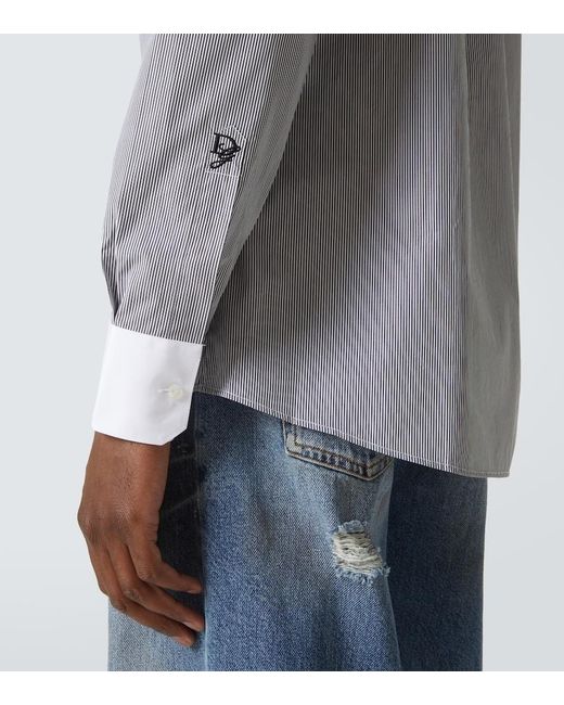 Dolce & Gabbana Blue Striped Cotton Poplin Shirt for men