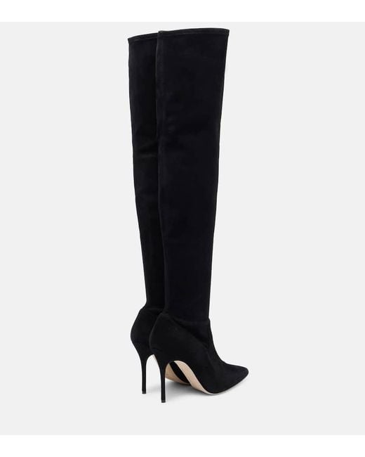 Manolo Blahnik Black Overknee-Stiefel Pascalarehi 105