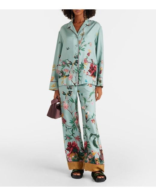 LaDoubleJ Blue Printed Silk Shirt