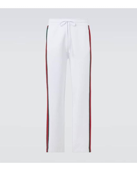Gucci Blue Web Stripe Cotton-Blend Pants for men