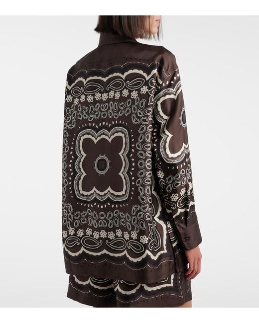 Nili Lotan Black Alfie Printed Silk Twill Shirt