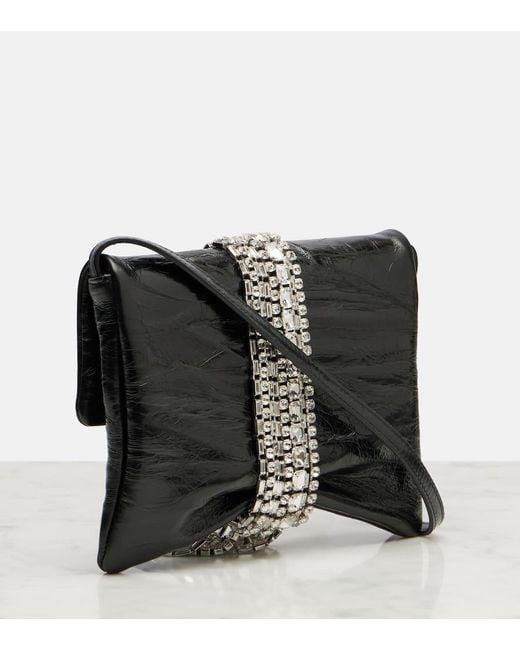 Jimmy Choo Black Zandra Embellished Leather Shoulder Bag