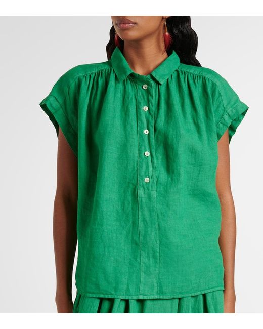 Velvet Green Elowen Linen Top