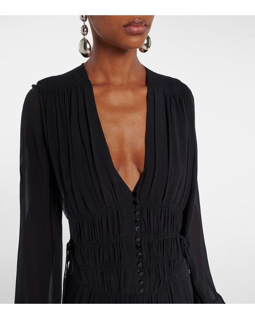 Isabel Marant Black Briane Shirred Maxi Dress