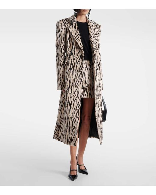 Abrigo Cruzado De Pelo Sintetico Estampado ROTATE BIRGER CHRISTENSEN de color Black