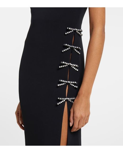 Elie Saab Black Embellished Bow-Detail Cady Gown