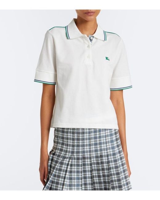 Burberry White Ekd Cotton Pique Polo Shirt
