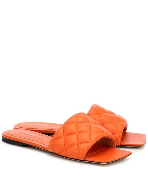 Bottega Veneta Orange Padded Leather Sandals